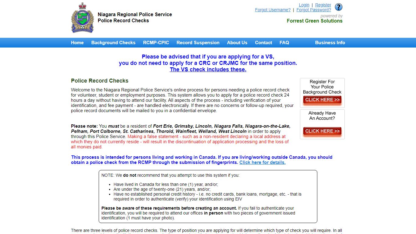 Police Record Checks :: Niagara Regional Police Service - Police Solutions