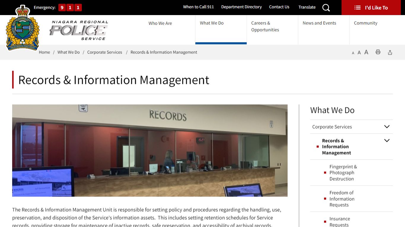 Records & Information Management - Niagara Regional Police Service