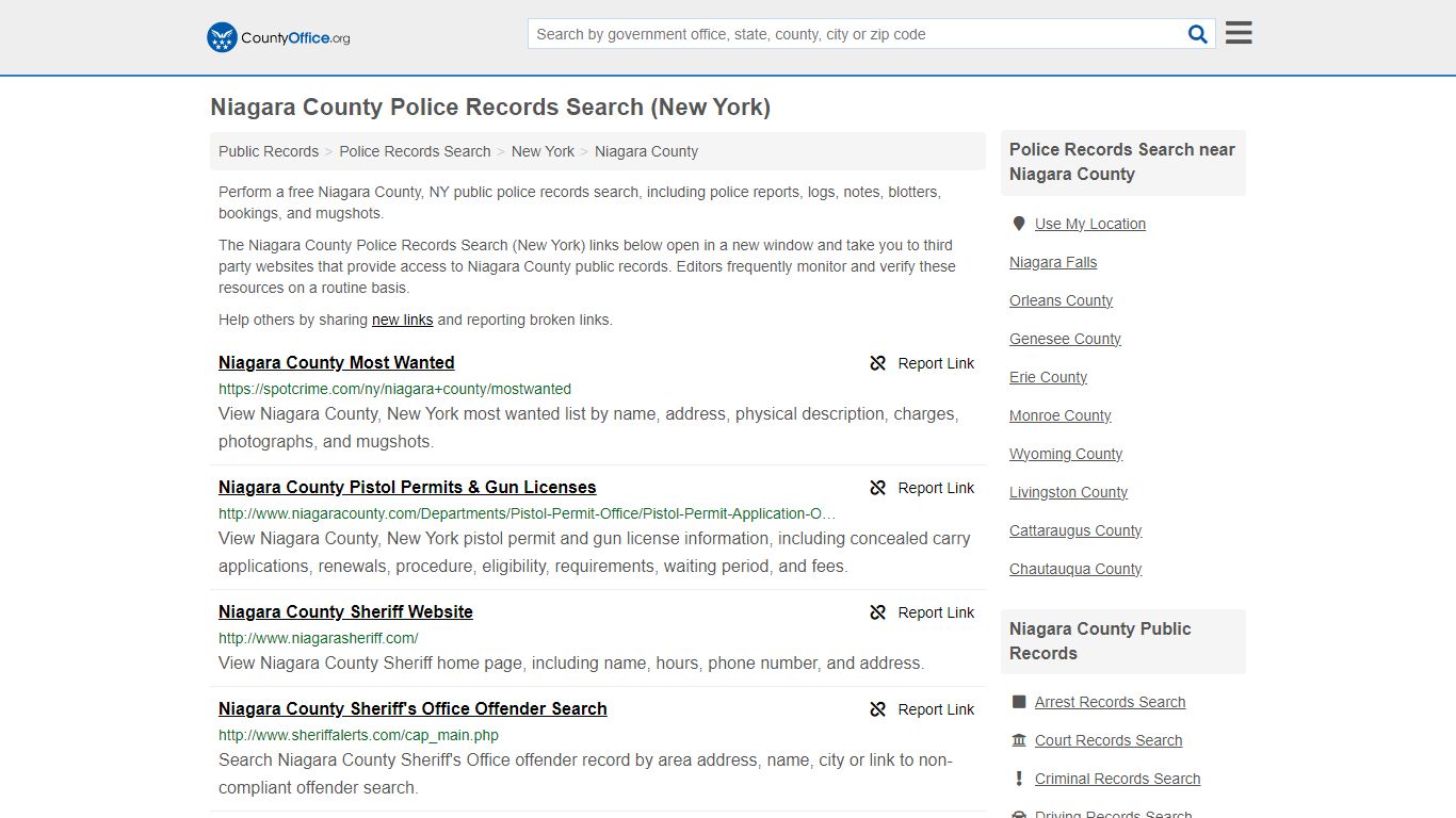 Niagara County Police Records Search (New York) - County Office